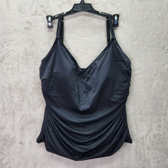 Bleu Rod Beattie Tankini Plus Size 18W Ruched‎ Swim Underwire Adjustable Black - Picture 1 of 8